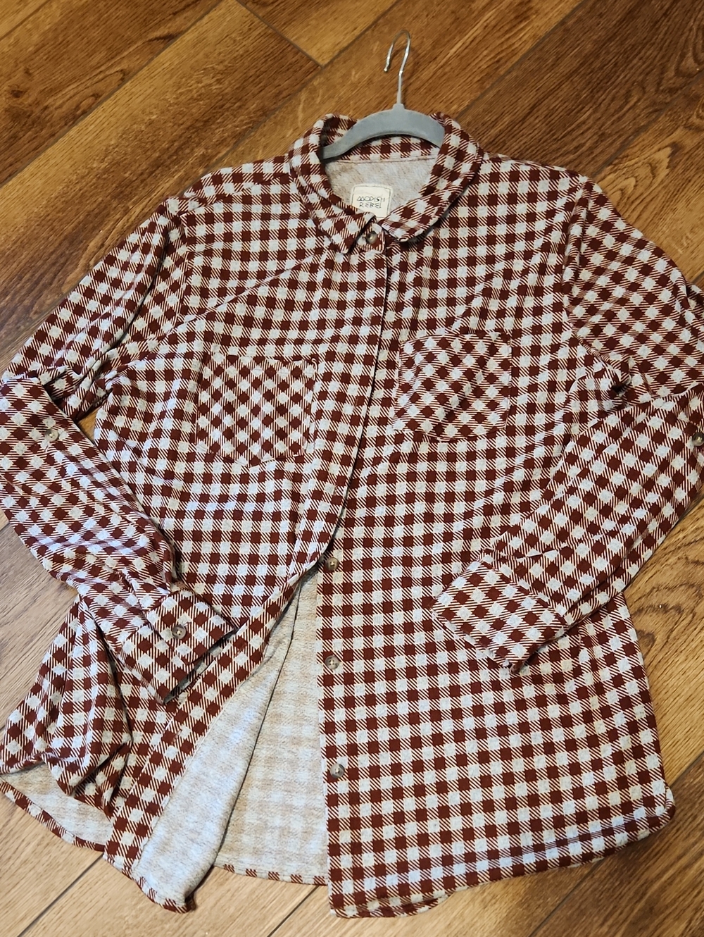 BUCKLE!! Rust & Grey Gingham Button-Up Shirt